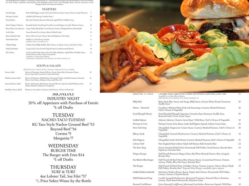 Kankakee Grille South Bend Menu