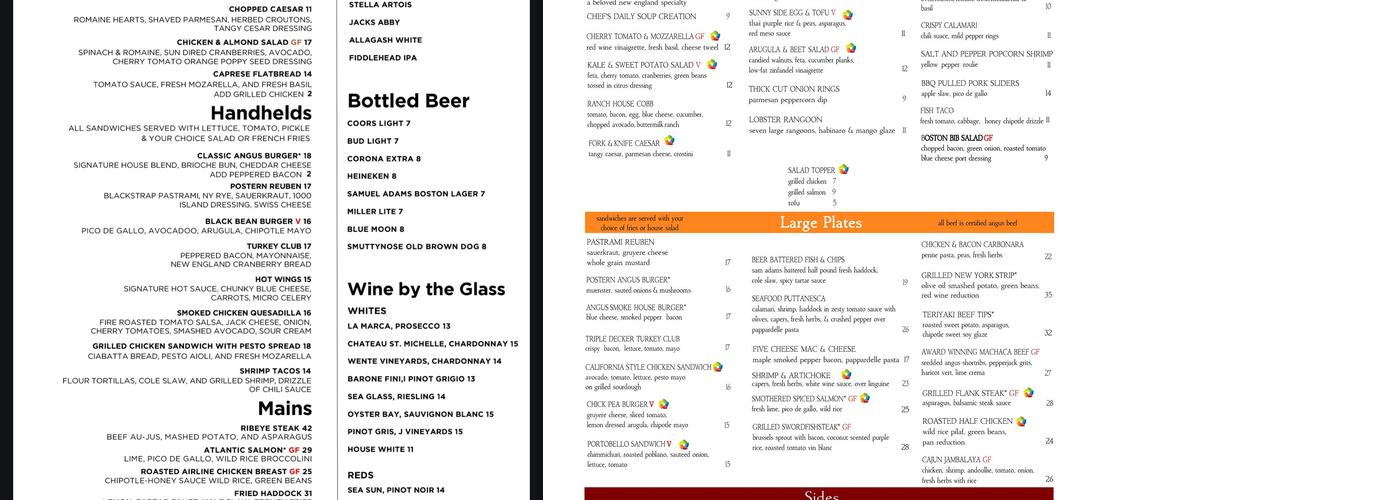 The Postern Grille Menu