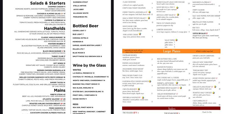 The Postern Grille Menu