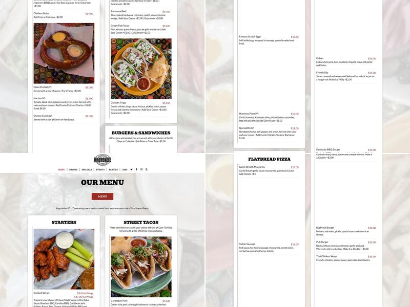 Mackenzie Pub Menu