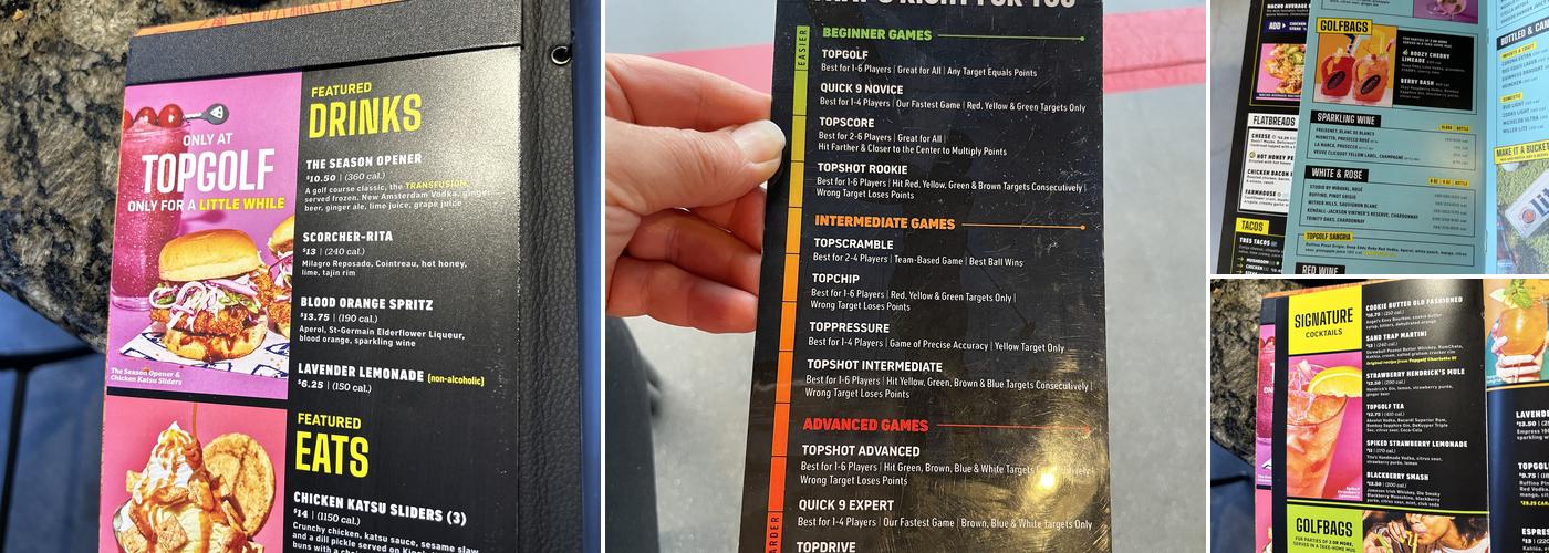 Topgolf Menu