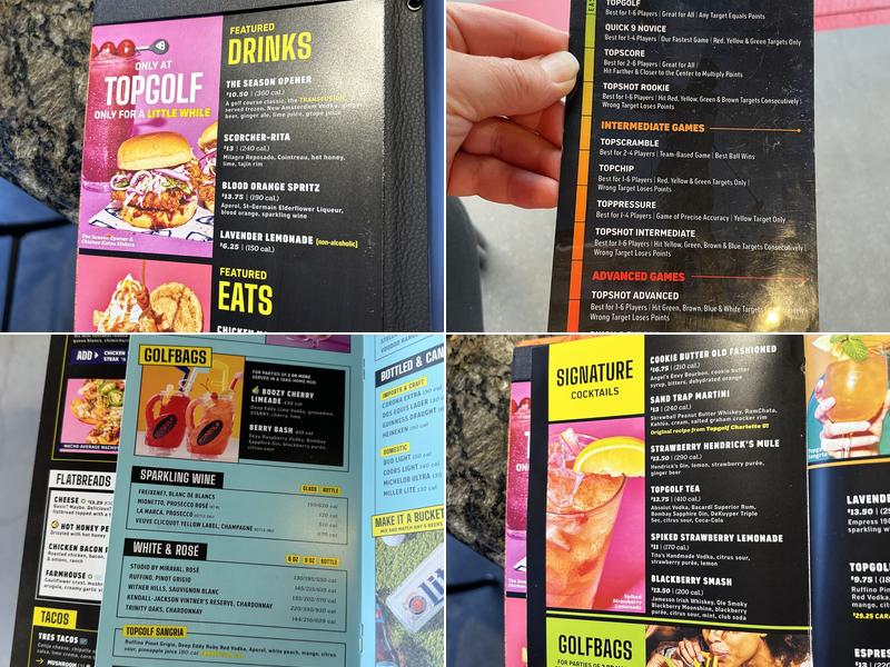 Topgolf Menu