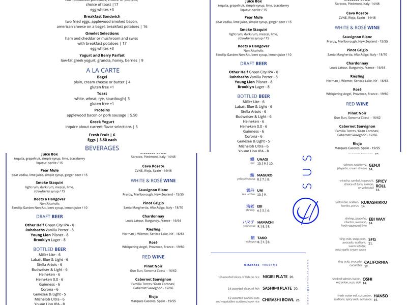 Hattie's Cocktails Menu