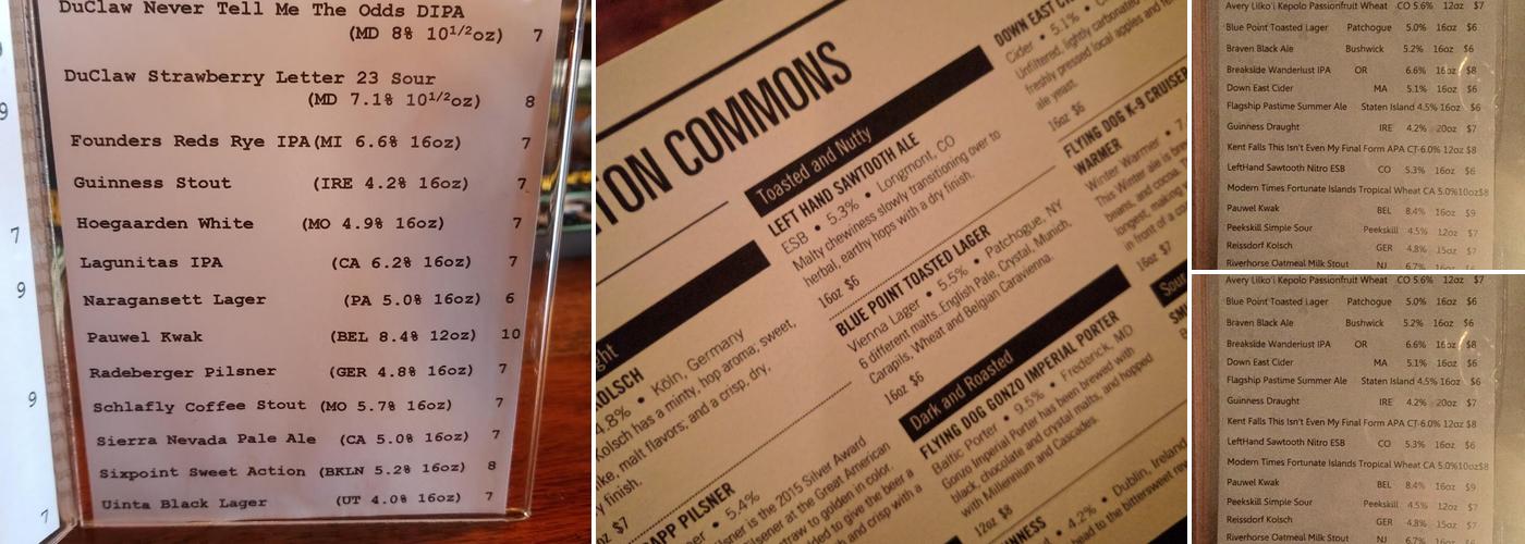 Washington Commons Menu