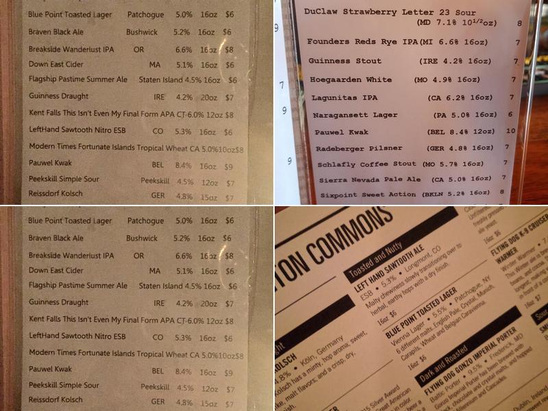 Washington Commons Menu