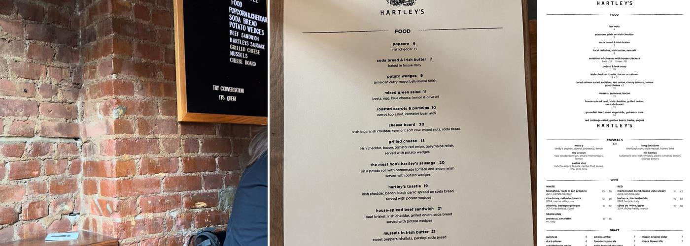 Hartley's Menu