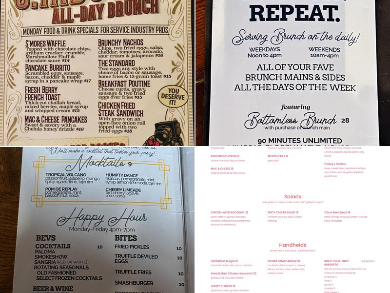 Halsey's Menu