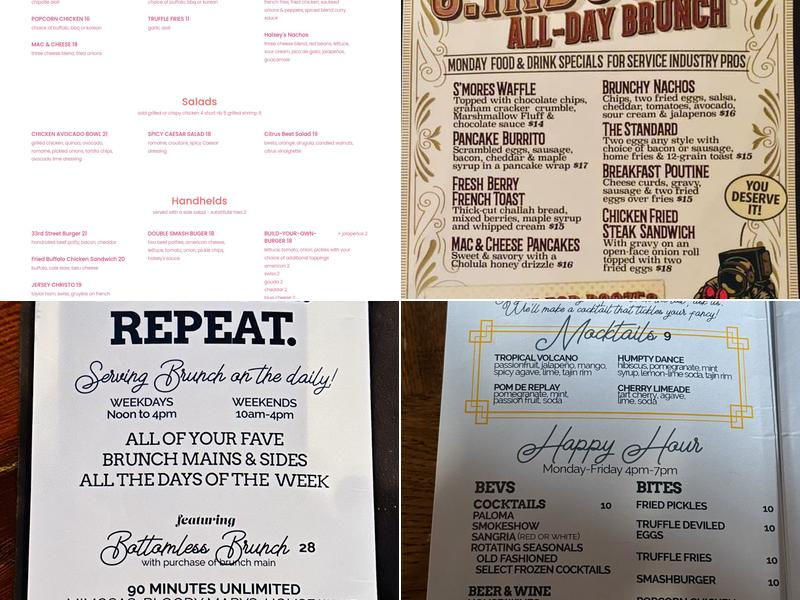 Halsey's Menu