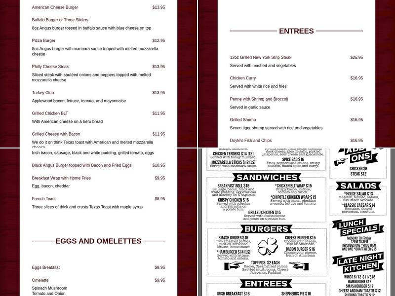 Doyle's Corner Menu