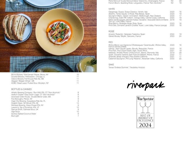 Riverpark Menu