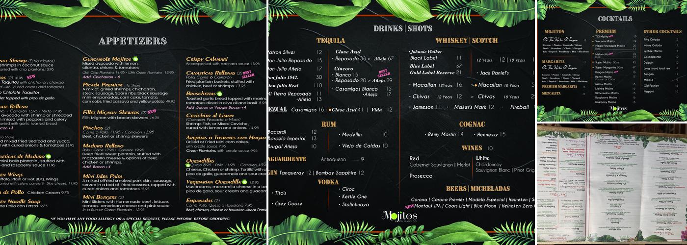 Mojitos Menu
