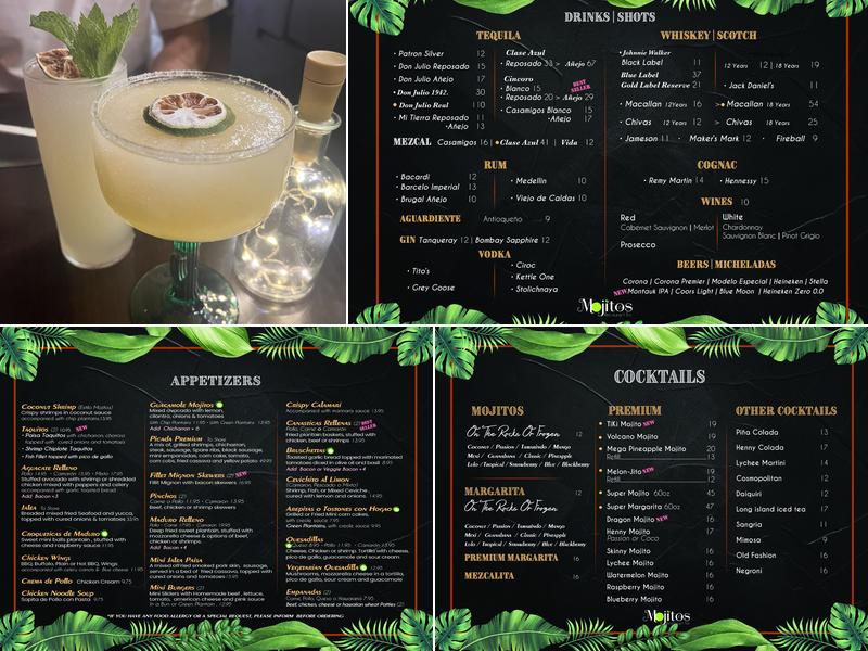 Mojitos Menu