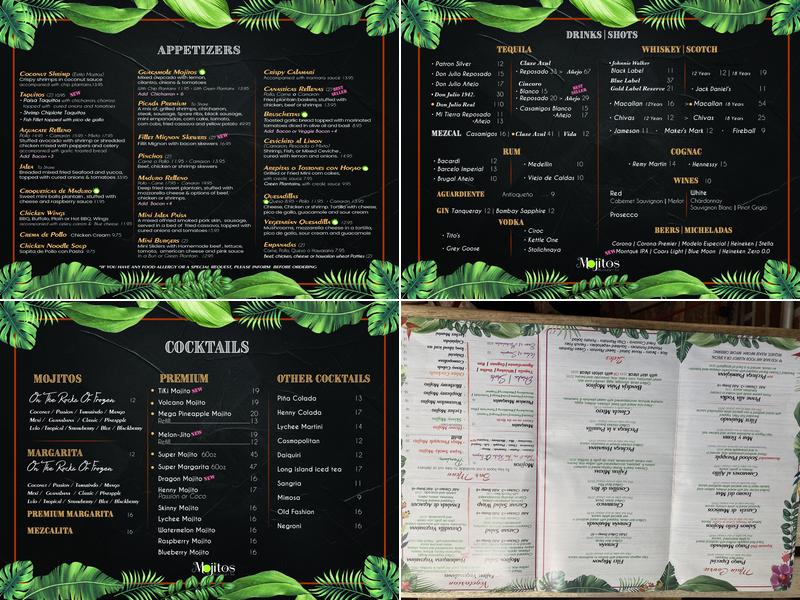 Mojitos Menu