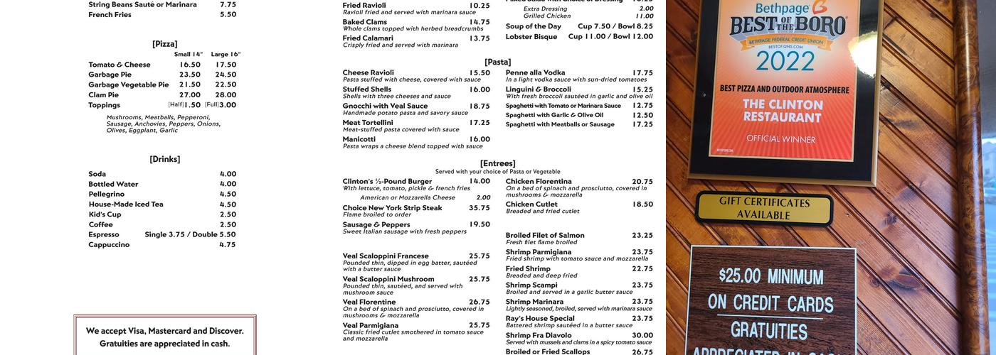 The Clinton Menu