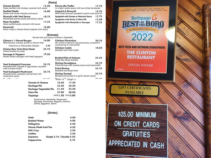 The Clinton Menu