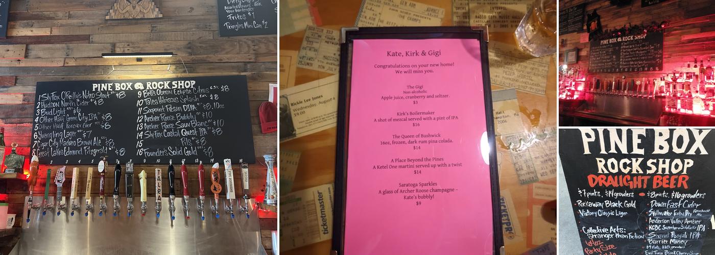 Pine Box Rock Shop Menu