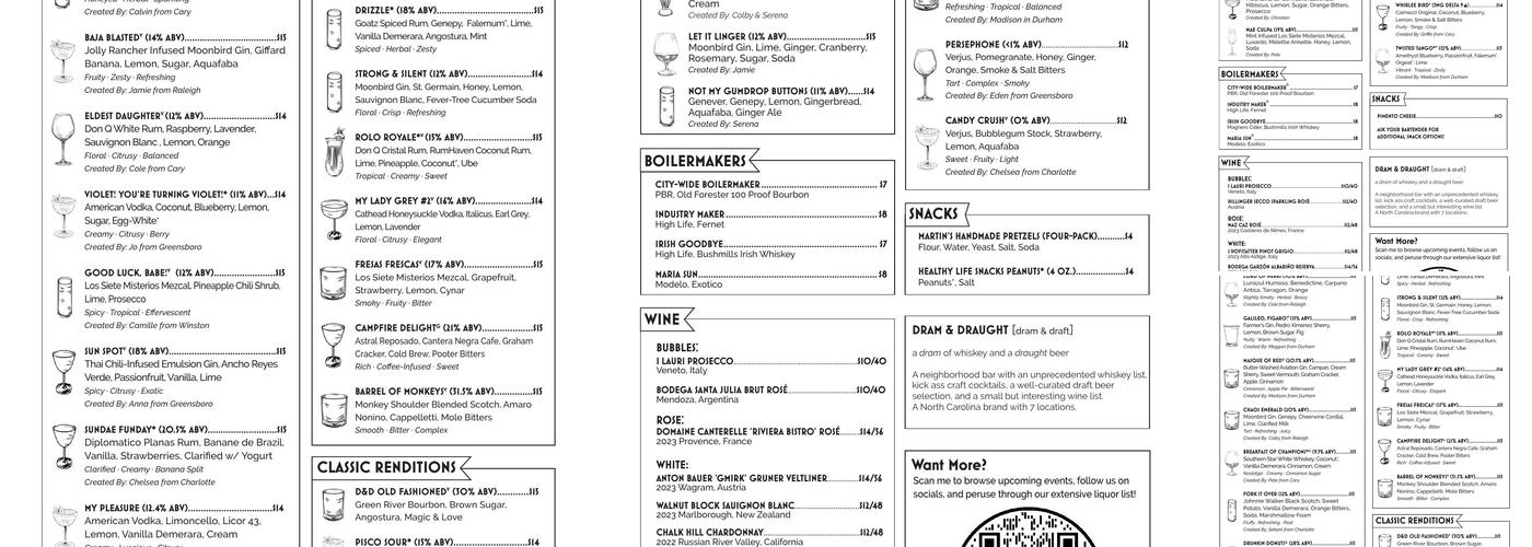Dram & Draught Menu