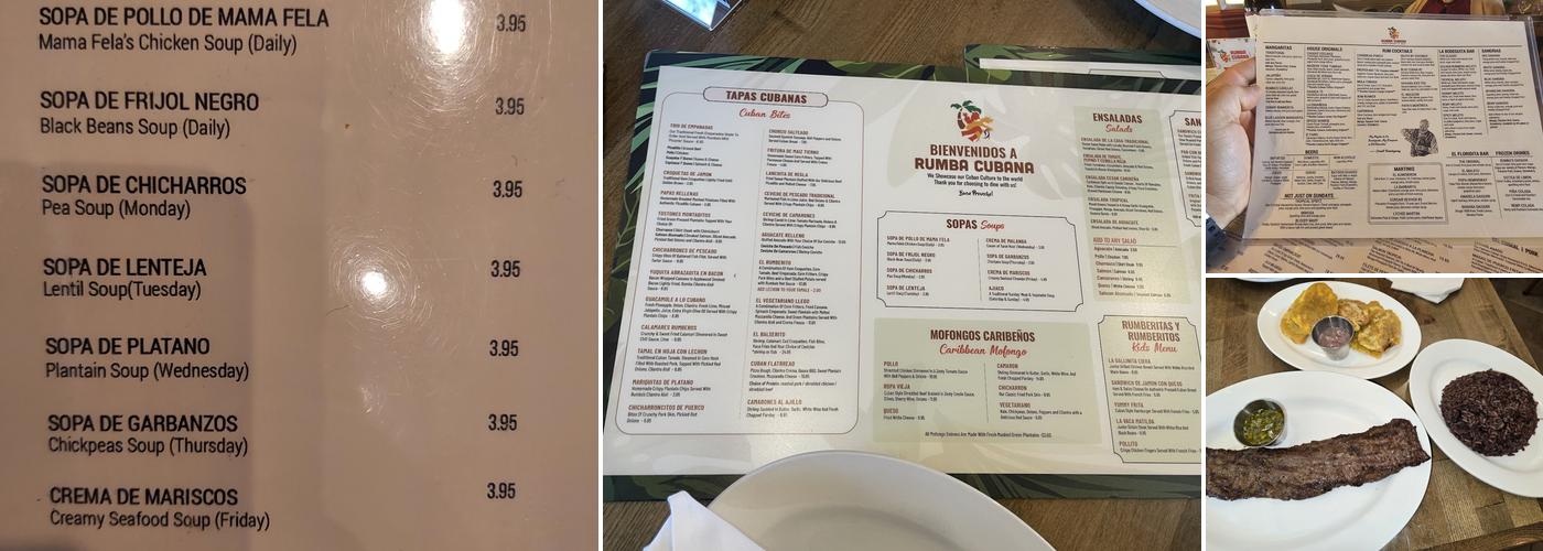 Rumba Cubana Menu
