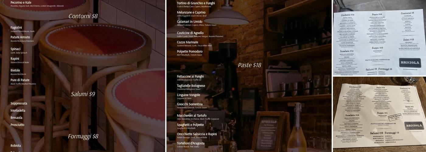 Briciola Menu