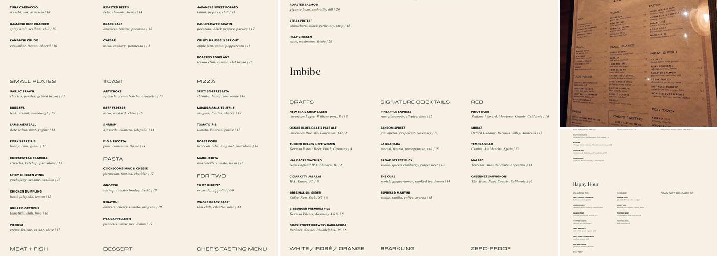 Harp & Crown Menu