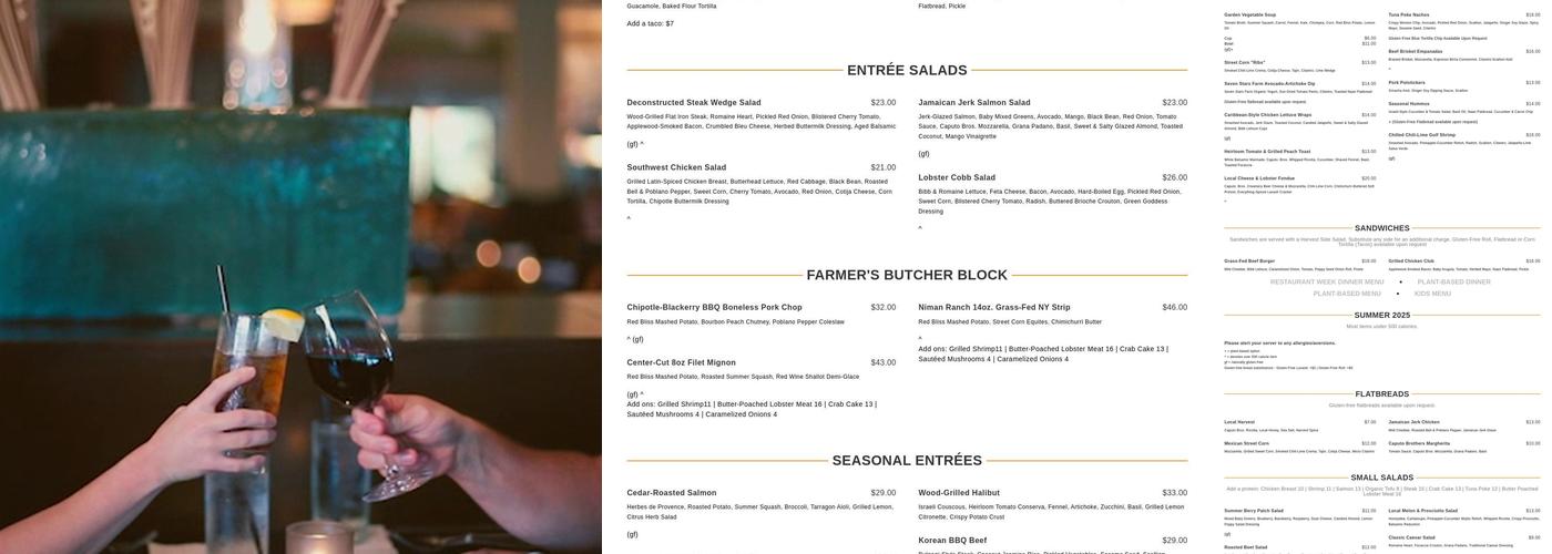 Harvest Seasonal Grill - Lancaster Menu