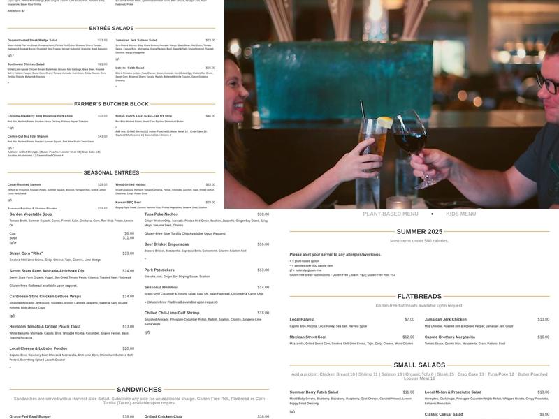 Harvest Seasonal Grill - Lancaster Menu