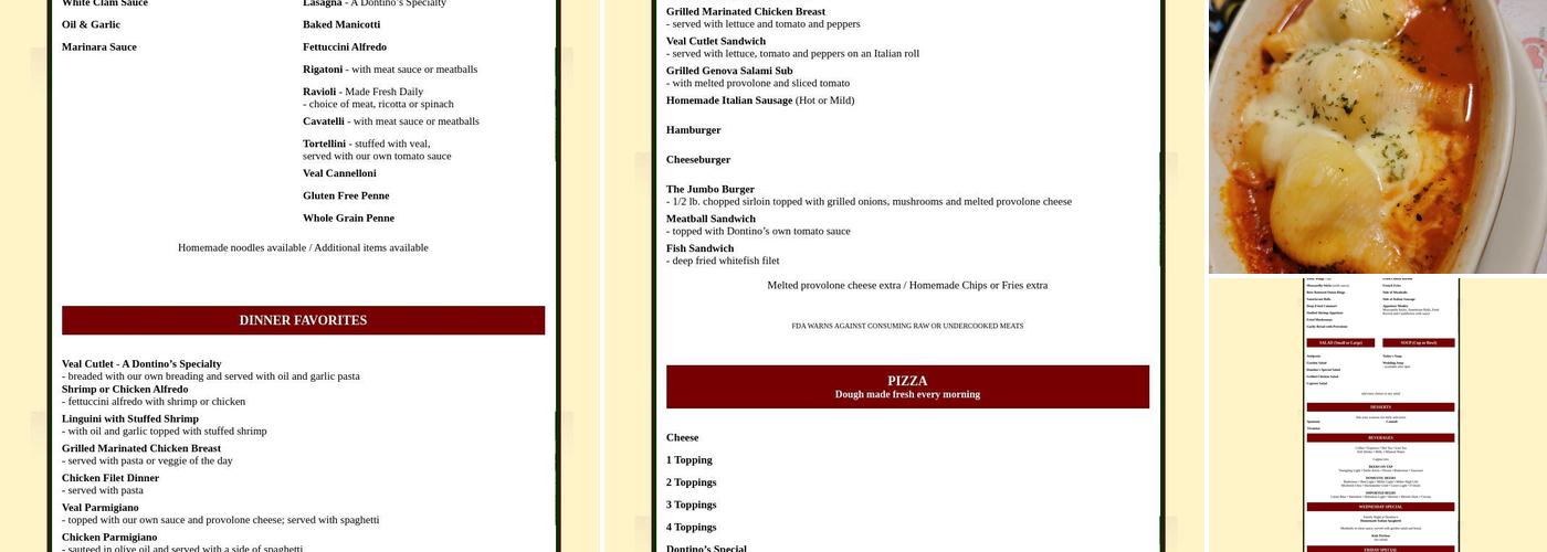 Dontino's La Vita Gardens Menu