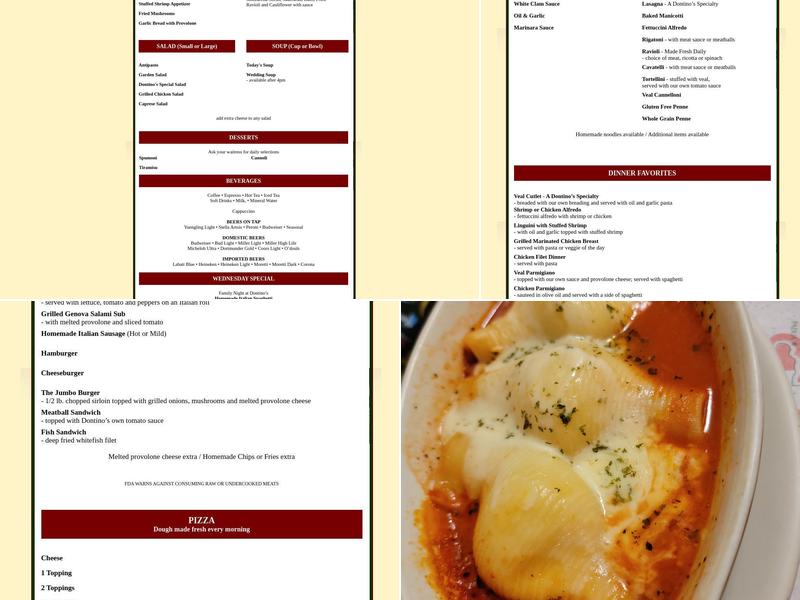 Dontino's La Vita Gardens Menu