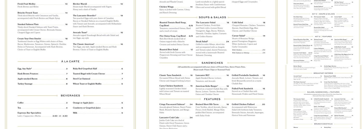 Cultivated F+B Menu