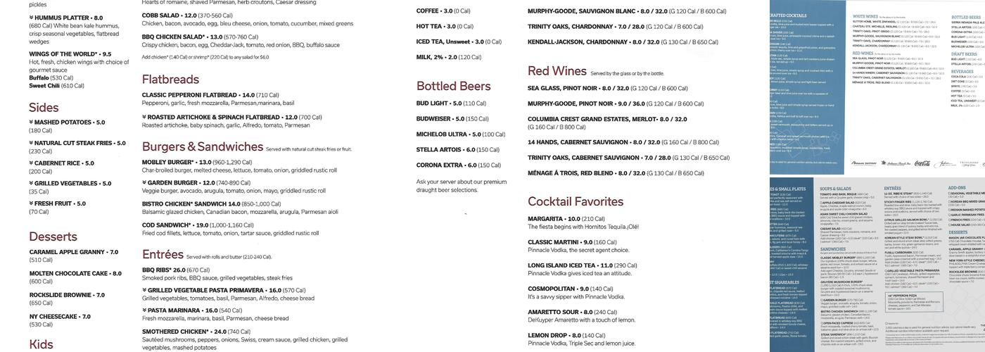 Garden Grille Restaurant and Bar Menu