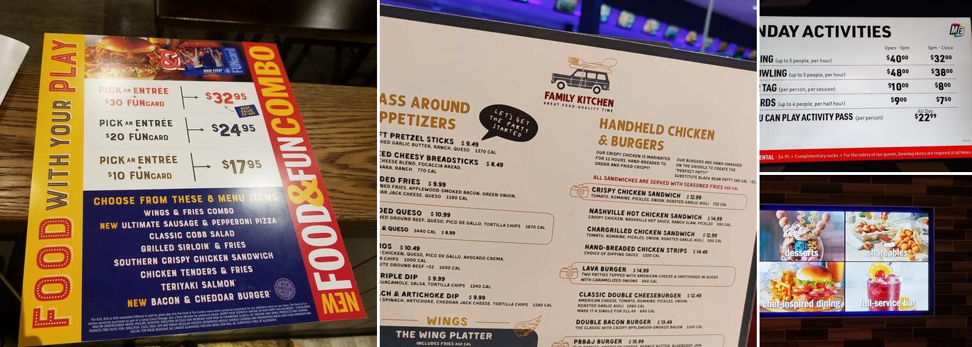 Main Event Grapevine Menu