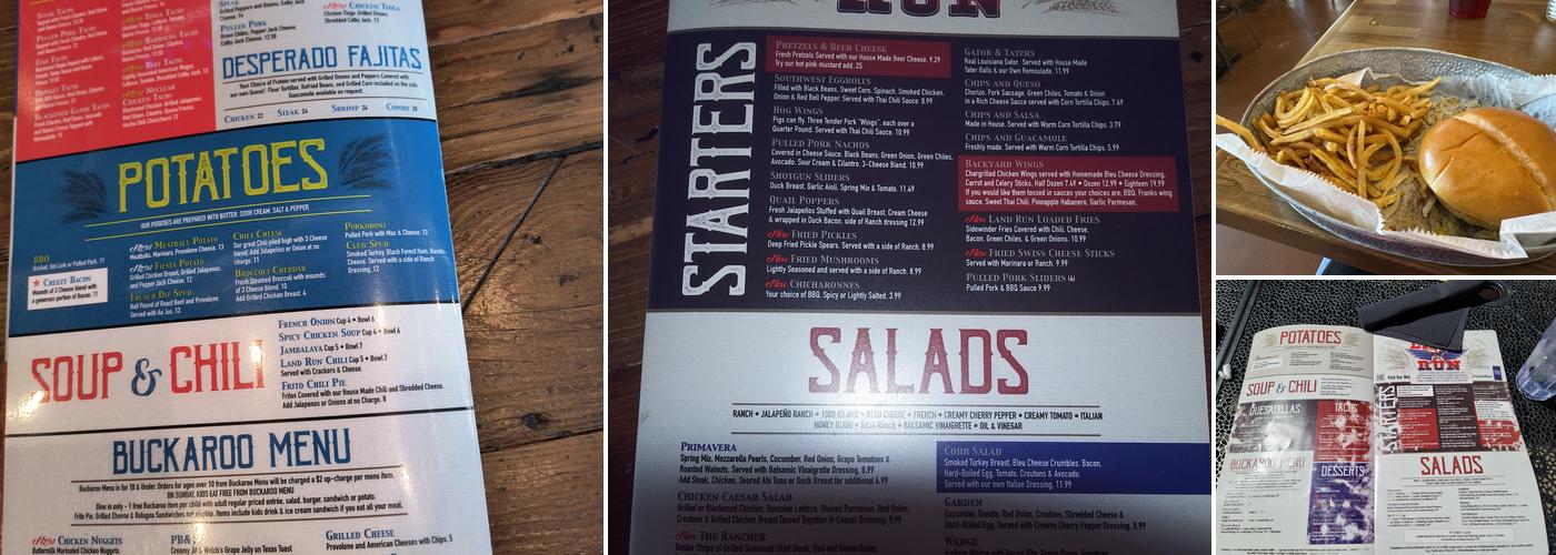 Land Run Grill Menu