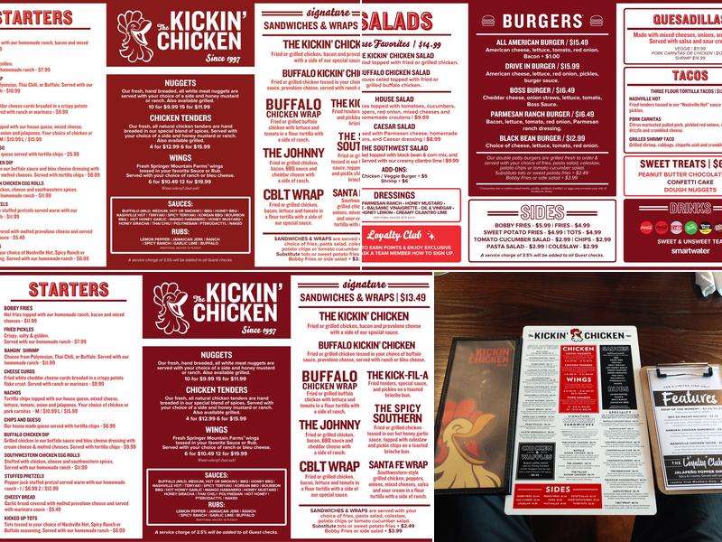 Kickin' Chicken Menu