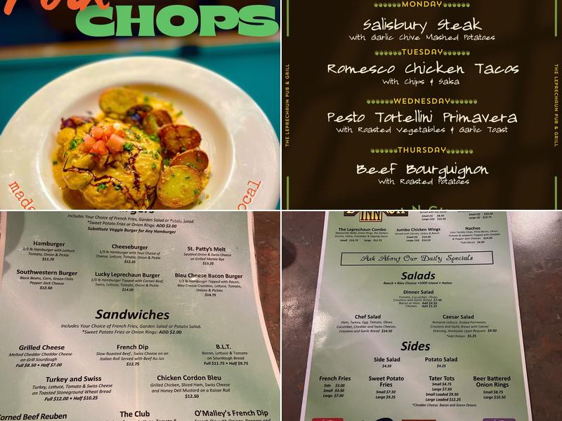 The Leprechaun Inn Menu