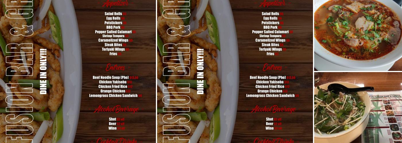 VN Fusion Bar N Grill Menu