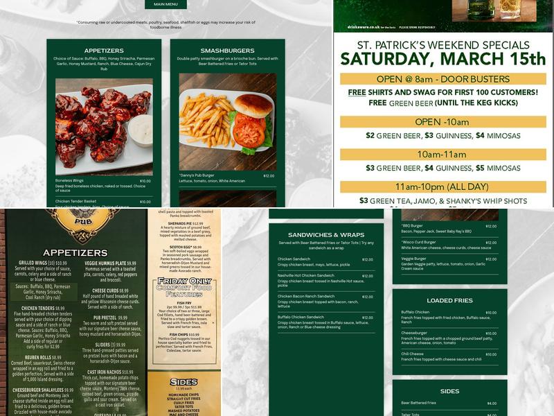 Danny's Pub Menu