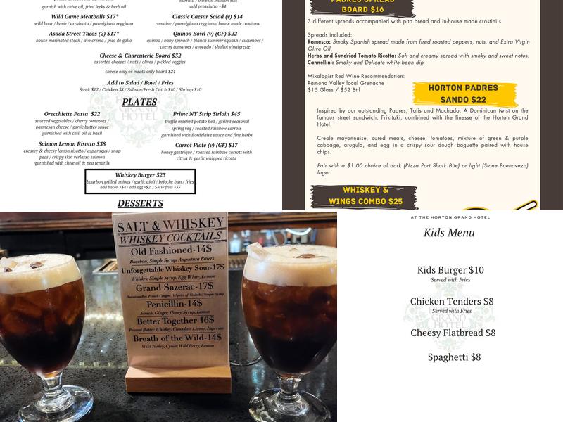 Salt & Whiskey Menu