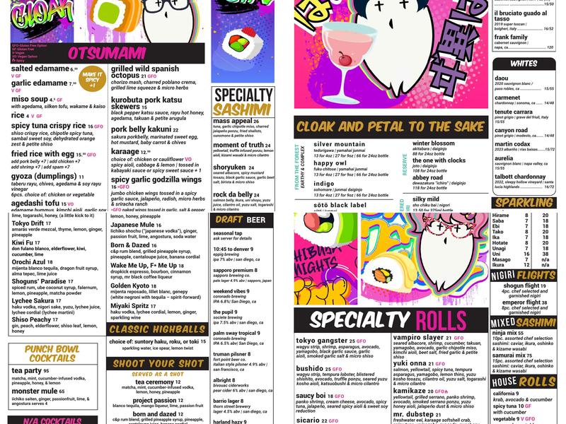 Cloak and Petal Menu