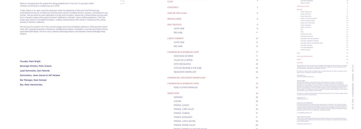 Saison Menu