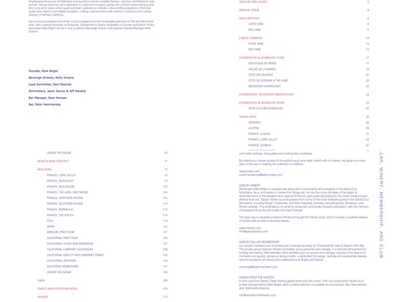 Saison Menu