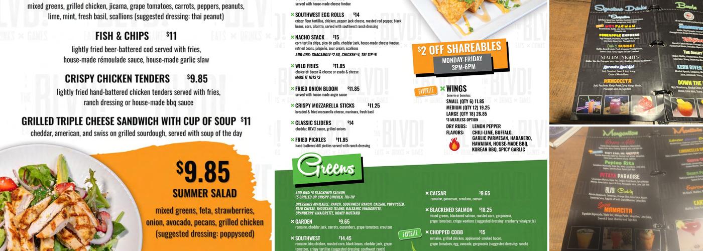 The BLVD Menu