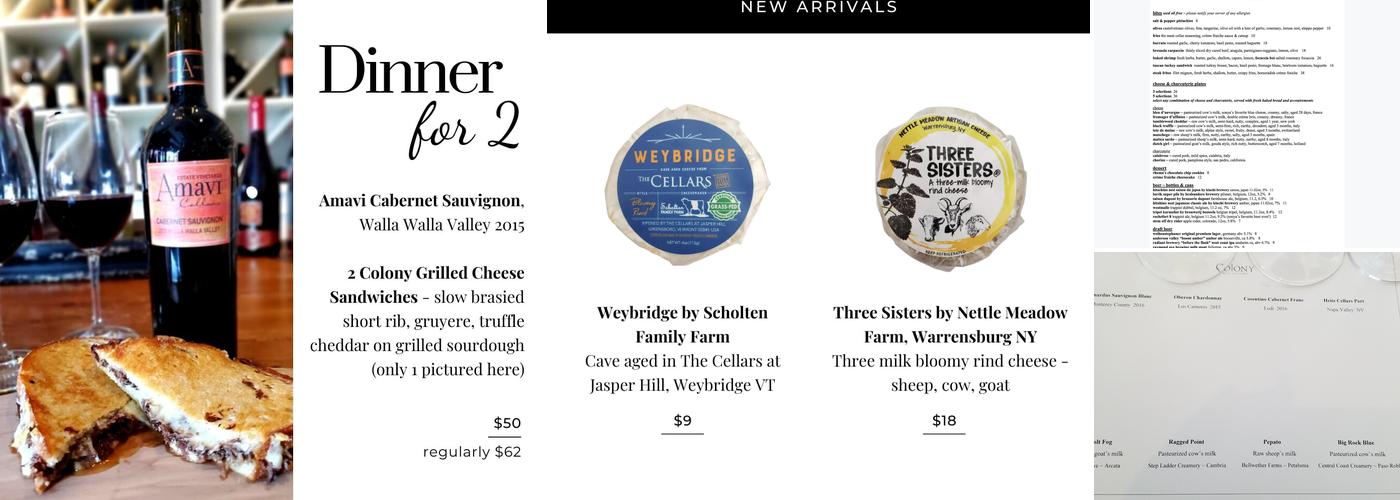 Colony Wine Merchant Menu