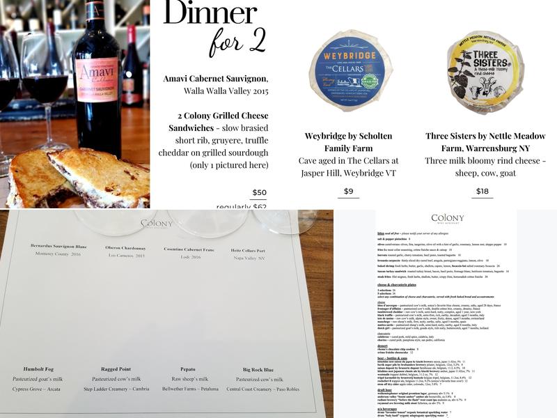 Colony Wine Merchant Menu