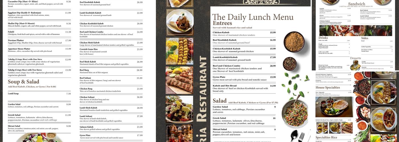 Aria Restaurant Menu