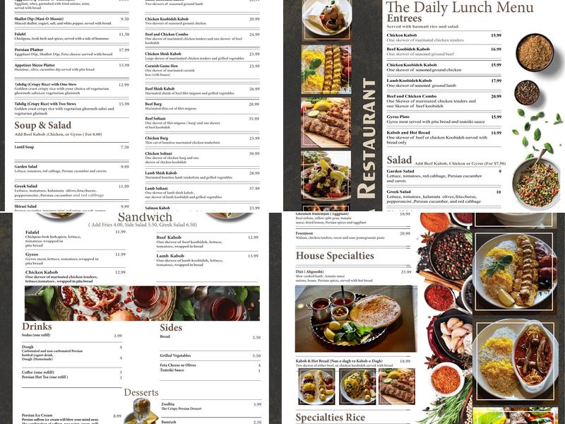 Aria Restaurant Menu