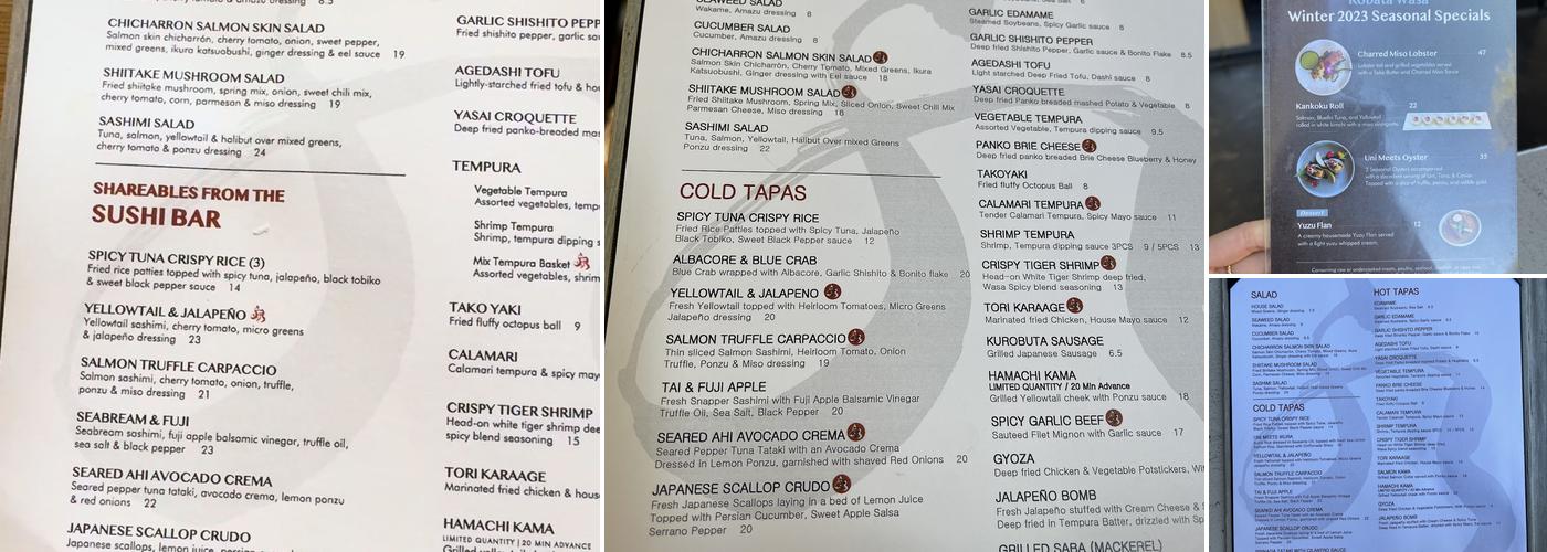 Robata Wasa Menu