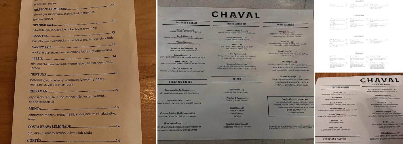 Chaval Menu