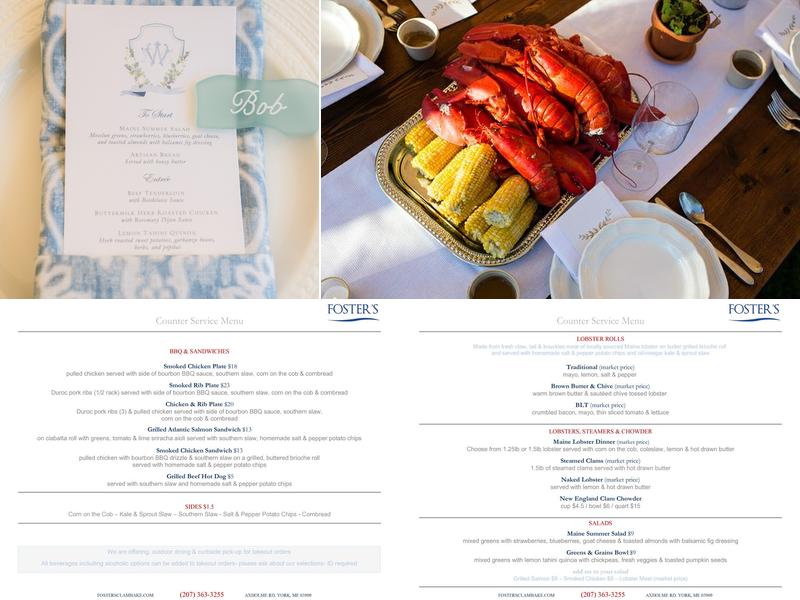 Fosters Clambakes and Catering Menu