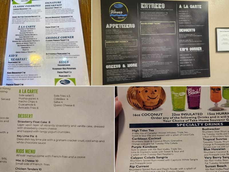 Waves Bar &Grill Menu