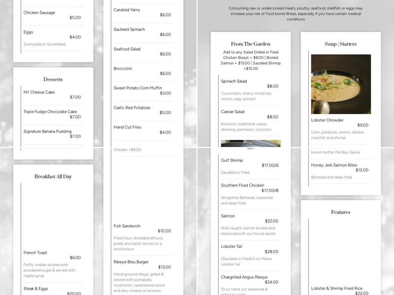 Bella... A Baltimore Crab & Seafood CO. Menu